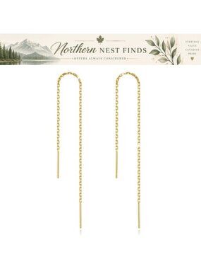 Gold Threader Chain Dangle Earrings S925 Sterling Silver 14K Gold Plated